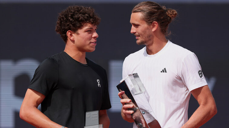 Ben Shelton und Alexander Zverev im April in München