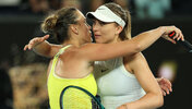 Zwei, die sich sehr mögen: Aryna Sabalenka und Paula Badosa, kommende Woche Doppelpartnerinnen in Brisbane