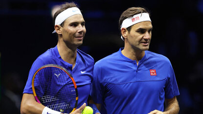 Roger Federer und Rafael Nadal beim Laver Cup 2022 in London Roger Federer und Rafael Nadal beim Laver Cup 2022 in London