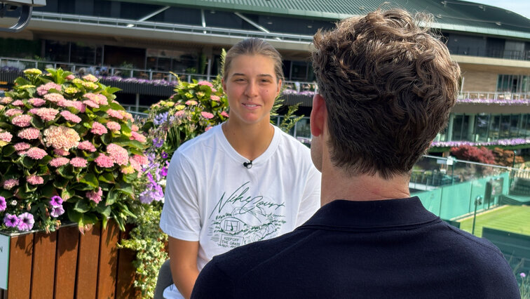 Lilli Tagger beim Interview mit Moritz Lang (PRIME) am Samstag in Wimbledon