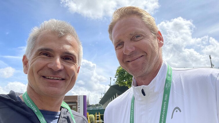 Markus Wislsperger, Coach von Maximilian Marterer, beim Interview in Wimbledon Markus Wislsperger, Coach von Maximilian Marterer, beim Interview in Wimbledon