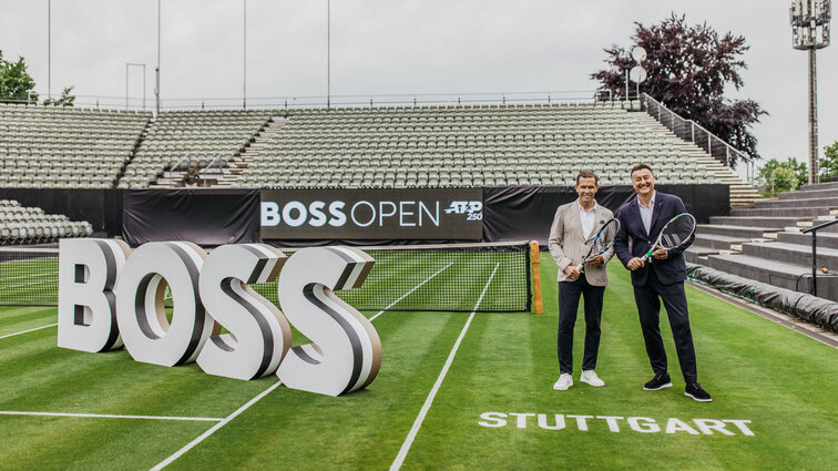 Daniel Grieder (CEO HUGO BOSS) und Turnierdirektor Edwin Weindorfer am Montag in Stuttgart