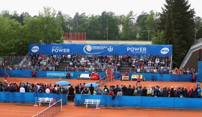 NUREMBERG, GERMANY - MAY 18: Annika Beck and Anna-Lena Friedsam of Germany play their doubles match against Chin-Wei Chan of Taiwan and Demi Schuurs of Netherlands during day five of the Nuernberger Versicherungscup 2016 on May 18, 2016 in Nuremberg...