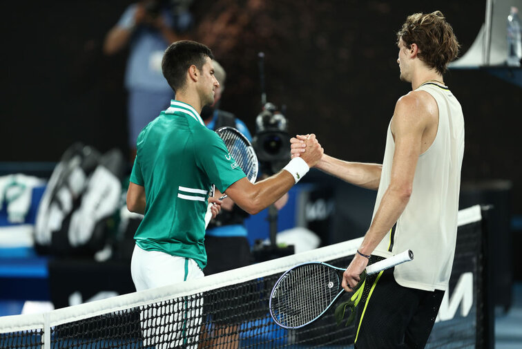Novak Djokovic and Alexander Zverev at the Australian Open in Melbourne