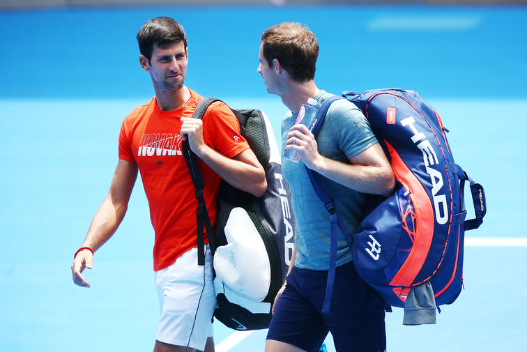 Novak Djokovic und Andy Murray beim Training in Melbourne