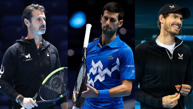 Three men who don't know what to do next: Patrick Mouratoglou, Novak Djokovic, Andy Murray
