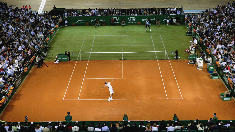 Roger Federer und Rafael Nadal beim "Battle of Surfaces" im Jahr 2007