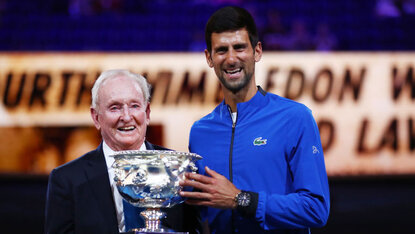 Rod Laver und Novak Djokovic 2019 in Melbourne Rod Laver und Novak Djokovic 2019 in Melbourne