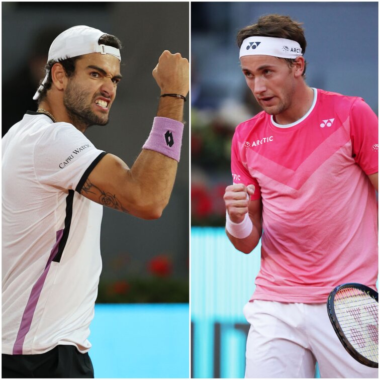 Matteo Berrettini und Casper Ruud fixierten in Madrid den Halbfinaleinzug Matteo Berrettini and Casper Ruud at the ATP Masters 1000 tournament in Madrid