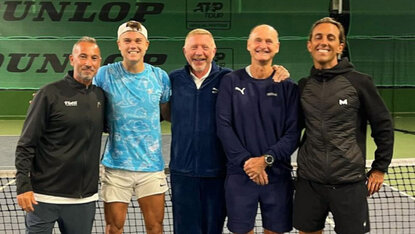 Boris Becker mit dem Team von Holger Rune in Monte-Carlo Boris Becker mit dem Team von Holger Rune in Monte-Carlo