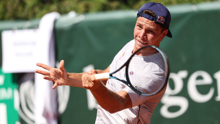 Mit großem Kampfgeist schaffte Joel Schwärzler in Tulln mit dem Erfolg gegen Somit Nadal den Einzug ins Halbfinale. GEPA Pictures