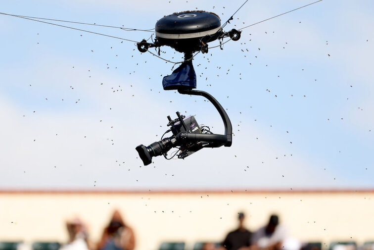 Ein Bienenvolk sorgte in Indian Wells für eine lange Unterbrechung. Ein Bienenvolk sorgte in Indian Wells für eine lange Unterbrechung.