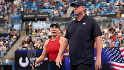 Jessica Pegula und Coach David Witt Anfang 2023 beim United Cup Jessica Pegula und Coach David Witt Anfang 2023 beim United Cup
