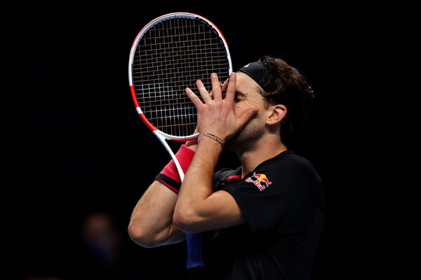 Thiem after his victory at the ATP Finals against Novak Djokovic.