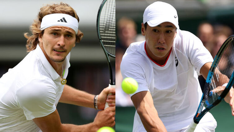 Alexander Zverev spielt in der zweiten Runde von Wimbledon 2023 gegen Yosuke Watanuki Alexander Zverev spielt in der zweiten Runde von Wimbledon 2023 gegen Yosuke Watanuki
