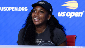 Coco Gauff bei ihrer Pressekonferenz vor Beginn der US Open 2026