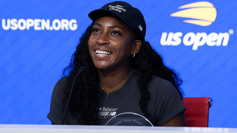 Coco Gauff bei ihrer Pressekonferenz vor Beginn der US Open 2026