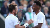 Stan Wawrinka und Gael Monfils bei ihrem bislang letzten Treffen in Wimbledon 2024