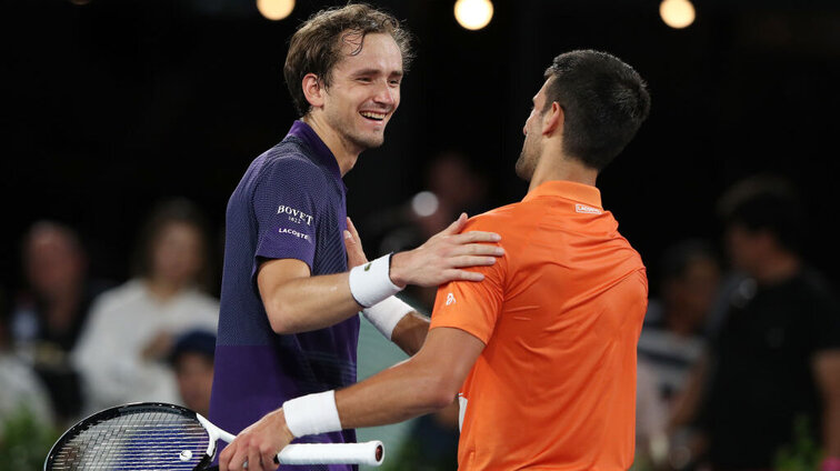 Daniil Medvedev sieht Novak Djokovic momentan vorn in der "Goat-Debatte". Daniil Medvedev sieht Novak Djokovic momentan vorn in der "Goat-Debatte".