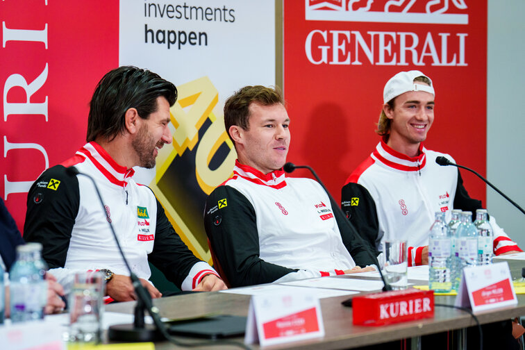 Österreichs Team präsentierte sich am Freitag bestens gelaunt Österreichs Team präsentierte sich am Freitag bestens gelaunt