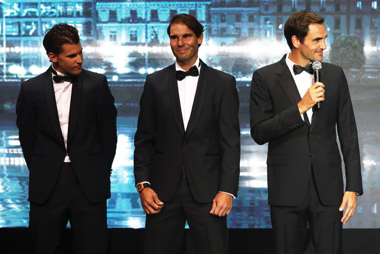 Dominic Thiem, Rafael Nadal and Roger Federer