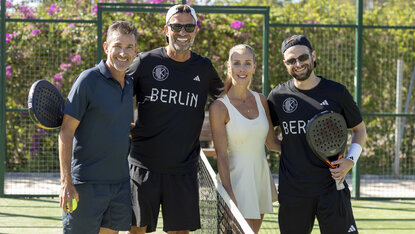 Charly Steeb, Jürgen Klopp, Denise Höfer und Marc Klopp im Mallorca Country Club Charly Steeb, Jürgen Klopp, Denise Höfer und Marc Klopp im Mallorca Country Club
