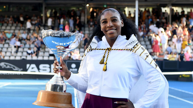 Serena Williams with her 73rd winner's cup