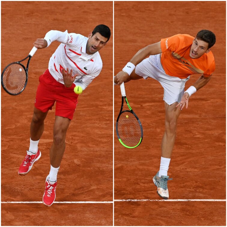 Novak Djokovic und Pablo Carreno Busta bei den French Open 