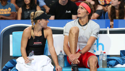 Angelique Kerber und Alexander Zverev beim Hopman Cup 2019 Angelique Kerber und Alexander Zverev beim Hopman Cup 2019