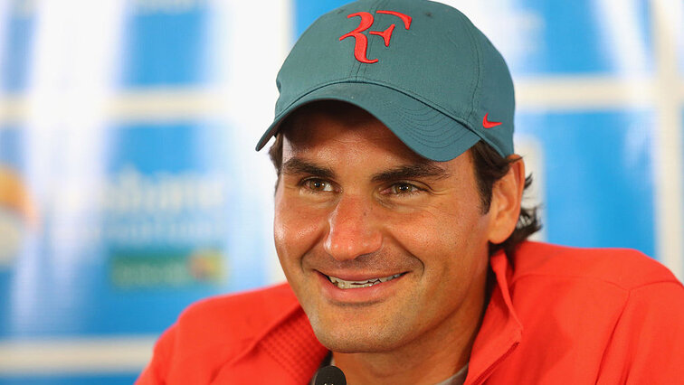 Roger Federer im Jahr 2014 - mit seinem Logo und noch bei Nike