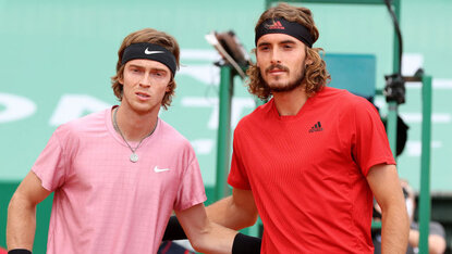 Andrey Rublev und Stefanos Tsitsipas am Sonntag in Monte Carlo Andrey Rublev und Stefanos Tsitsipas am Sonntag in Monte Carlo