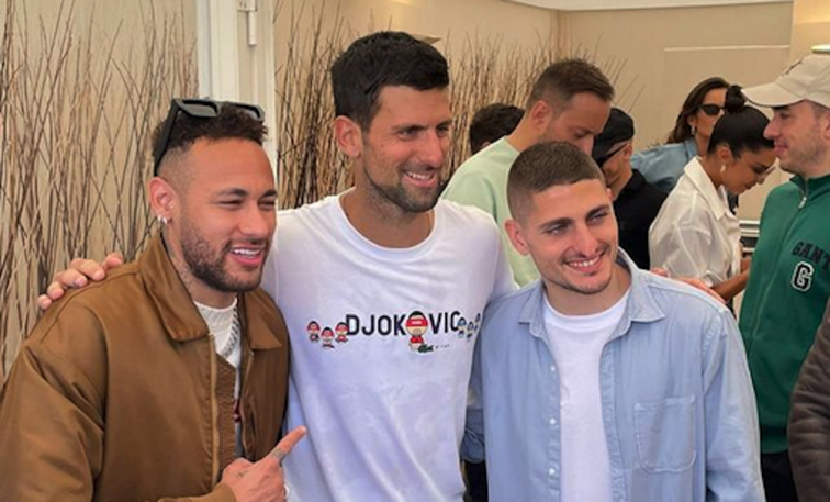Neymar, Novak Djokovic und Marco Verratti beim ATP-Masters-1000-Turnier in Monte Carlo