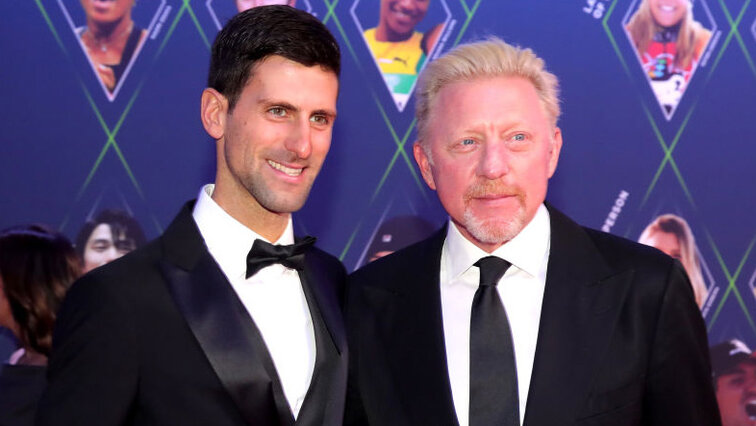 Novak Djokovic and Boris Becker at the Laureus Award Gala 2019