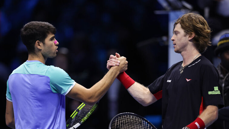 Carlos Alcaraz und Andrey Rublev messen sich im Viertelfinale von Cincinnati. Carlos Alcaraz und Andrey Rublev messen sich im Viertelfinale von Cincinnati.