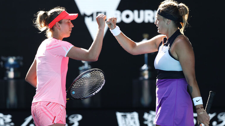 Elise Mertens und Aryna Sabalenka haben die Australian Open 2021 gewonnen Elise Mertens und Aryna Sabalenka haben die Australian Open 2021 gewonnen