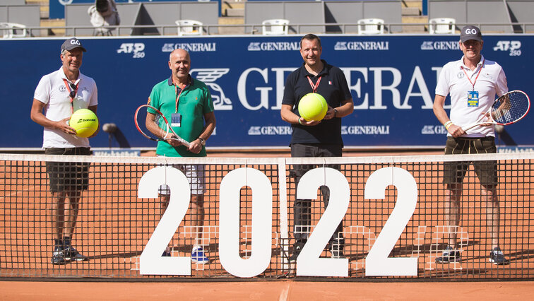 Markus Bodner (tournament organizer), Arno Schuchter (Generali Board Member for Marketing and Sales), Gregor Pilgrim (CEO Generali Versicherung AG), Herbert Günther (tournament organizer) on Friday in Kitzbühel