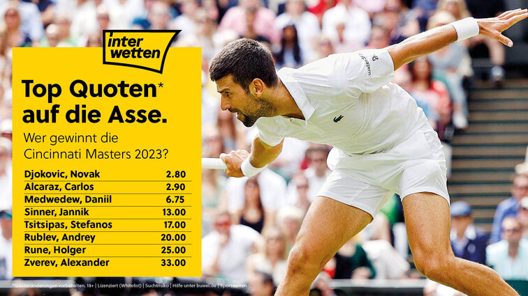 Das sind die interwetten-Topquoten für das ATP-Masters-1000-Turnier in Cincinnati. Das sind die interwetten-Topquoten für das ATP-Masters-1000-Turnier in Cincinnati.