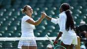 Aryna Sabalenka und Coco Gauff beim Trainieren in Wimbledon