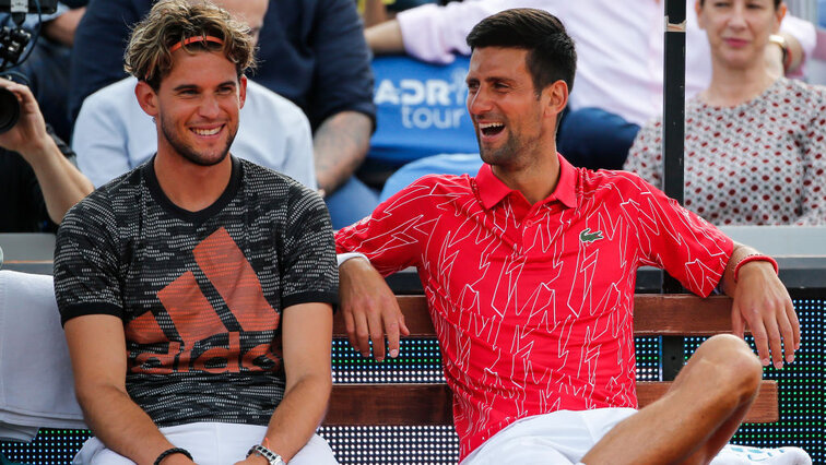 Dominic Thiem und Novak Djokovic 2020 in Belgrad Dominic Thiem und Novak Djokovic 2020 in Belgrad