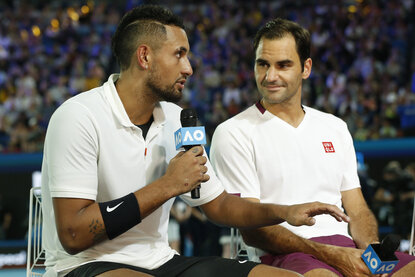 Nick Kyrgios sieht Roger Federer in der GOAT-Debatte vor Nadal und Djokovic Nick Kyrgios sieht Roger Federer in der GOAT-Debatte vor Nadal und Djokovic