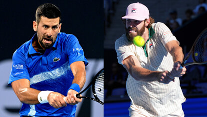 Viertelfinalfight in Brisbane zwischen Novak Djokovic und Reilly Opelka. Viertelfinalfight in Brisbane zwischen Novak Djokovic und Reilly Opelka.