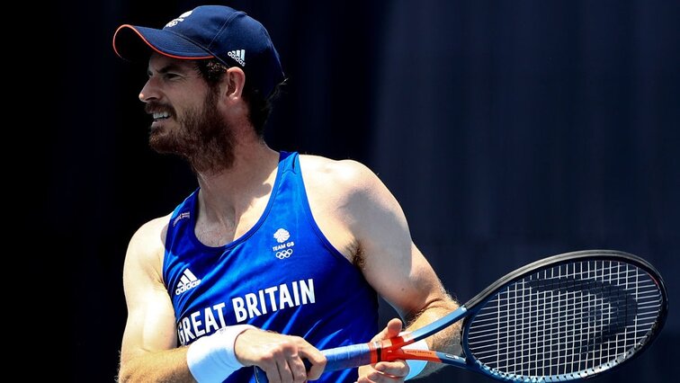 Andy Murray bereitet sich im Ariake Tennis Park auf die Olympischen Spiele in Tokio vor