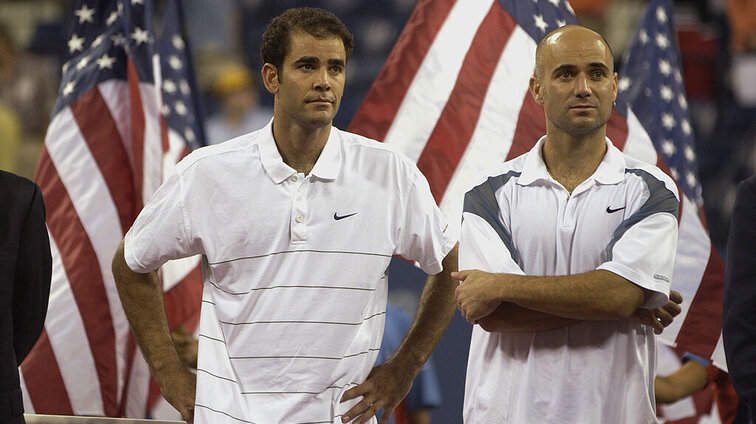 Öfter gegen- als miteinander: Pete Sampras und Andre Agassi More often against each other than with each other: Pete Sampras and Andre Agassi