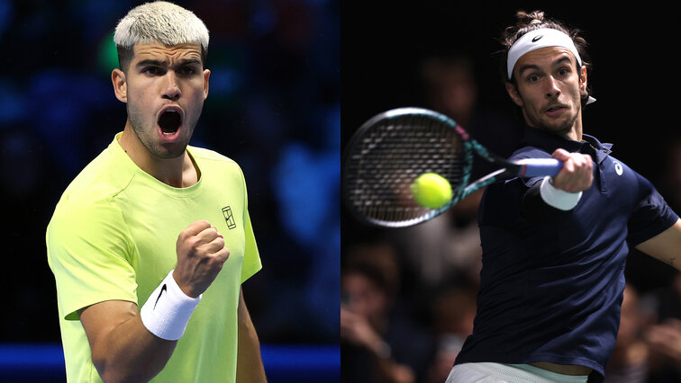 Der Weltranglisten-Erste Carlos Alcaraz trifft heute in Turin auf Lokalmatador Lorenzo Musetti.