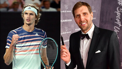 Alexander Zverev hat Dirk Nowitzki getestet - und umgekehrt Alexander Zverev hat Dirk Nowitzki getestet - und umgekehrt