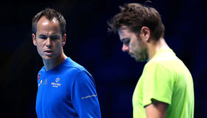 Magnus Norman mit Stan Wawrinka bei den ATP Finals 2016 in London