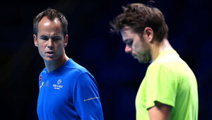 Magnus Norman mit Stan Wawrinka bei den ATP Finals 2016 in London