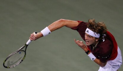WASHINGTON, DC - JULY 22: Alexander Zverev of Germany returns a shot to Benoit Paire of France during day 5 of the Citi Open at Rock Creek Tennis Center on July 22, 2016 in Washington, DC. (Photo by Matt Hazlett/Getty Images)