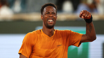 Gael Monfils am Dienstagabend auf dem Court Philippe-Chatrier Gael Monfils am Dienstagabend auf dem Court Philippe-Chatrier