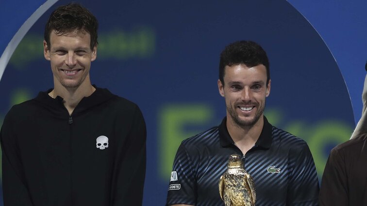 Doha, Anfang 2019: Tomas Berdych und Sieger Roberto Bautista Agut Doha, Anfang 2019: Tomas Berdych und Sieger Roberto Bautista Agut